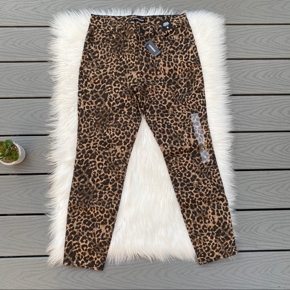 Express Leopard Denim Pants - Picture 2 of 4